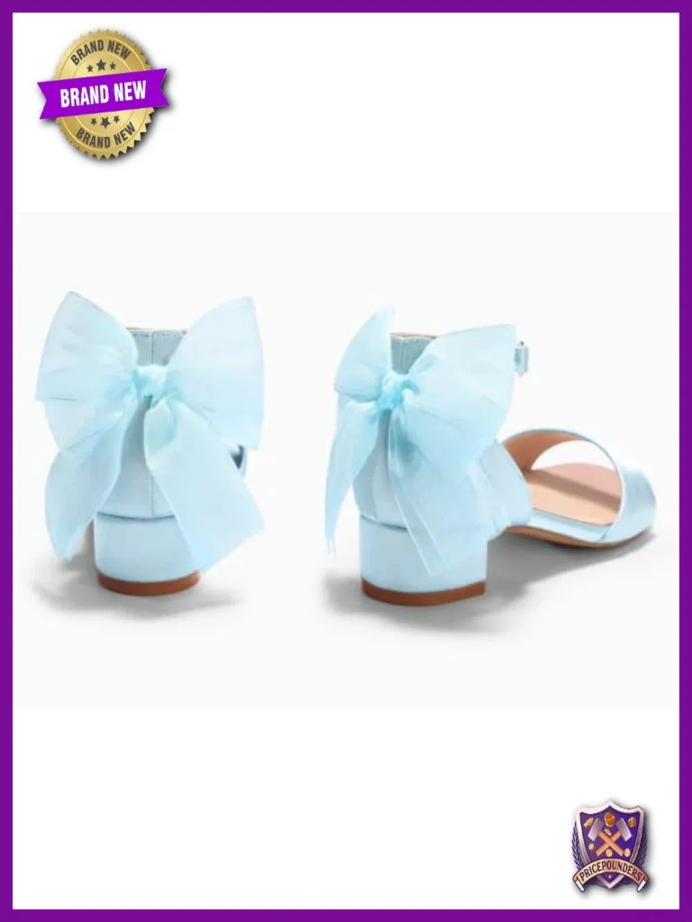 Girls Dress Sandals Chunky Low Heels Bow Ankle Strap Flower Girl Wedding Party